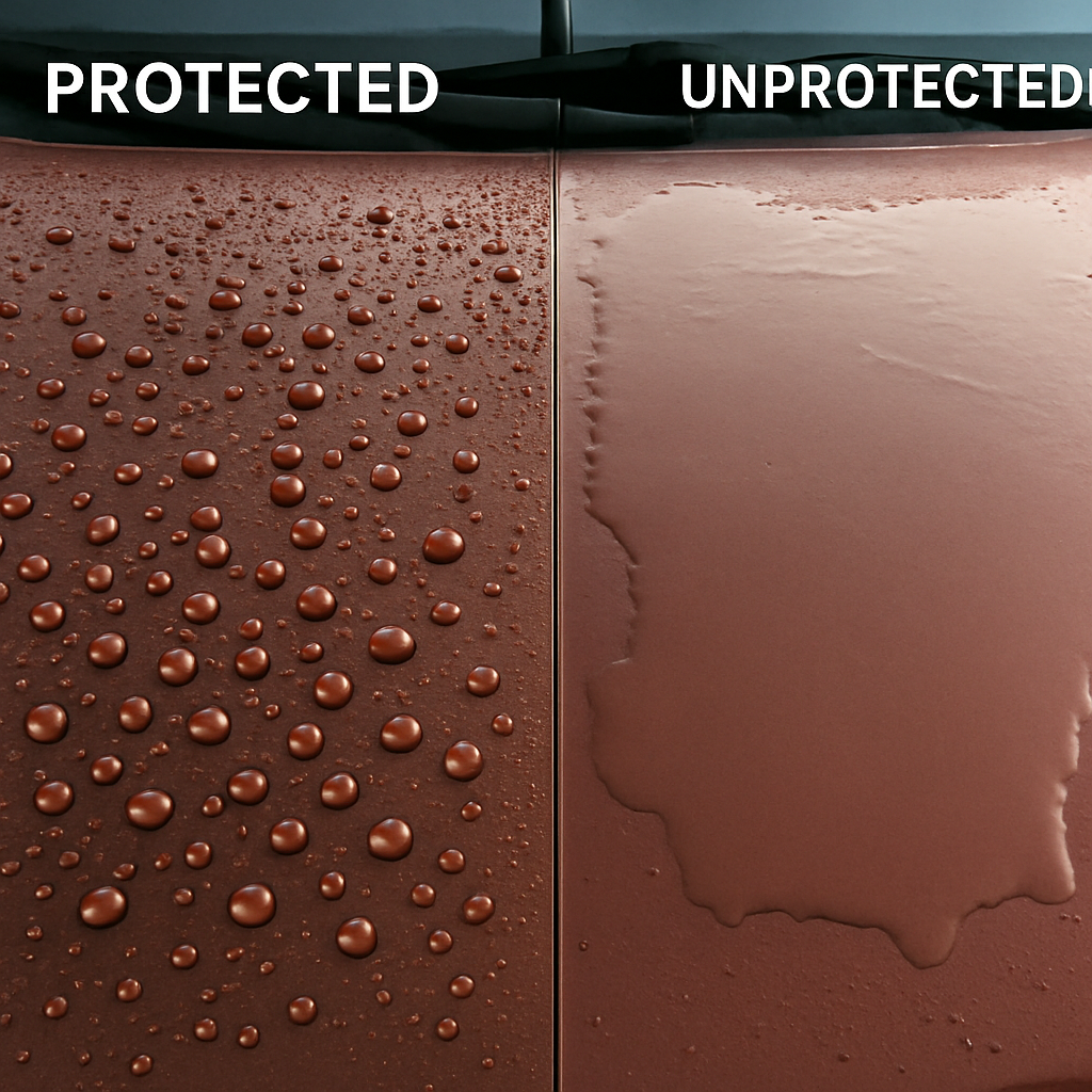 Car paint side by side comparison.